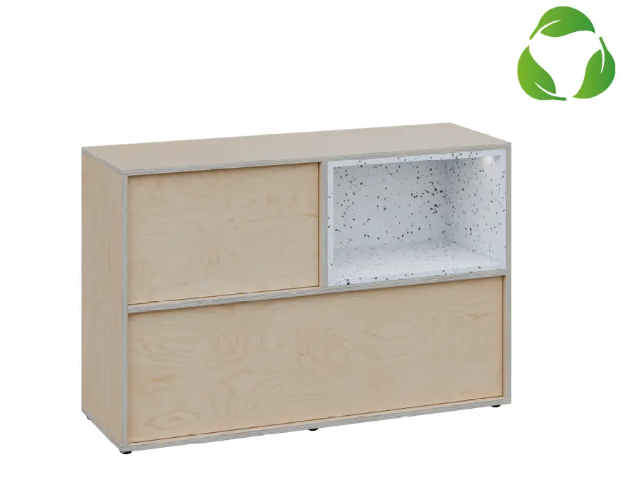 EFE H1231 P horní modul, pravý, 2-výklop/nika, 770x1200x400, překližka bříza/upcyklovaný plast
